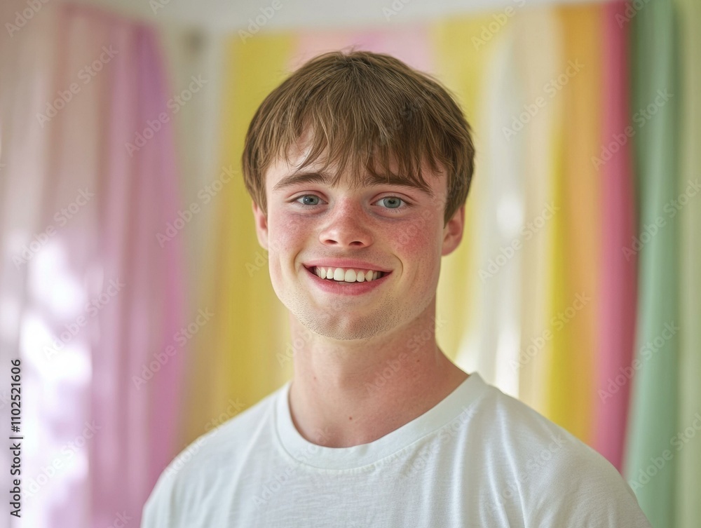 Happy young man smiling. AI. Happy young man smiling. AI.