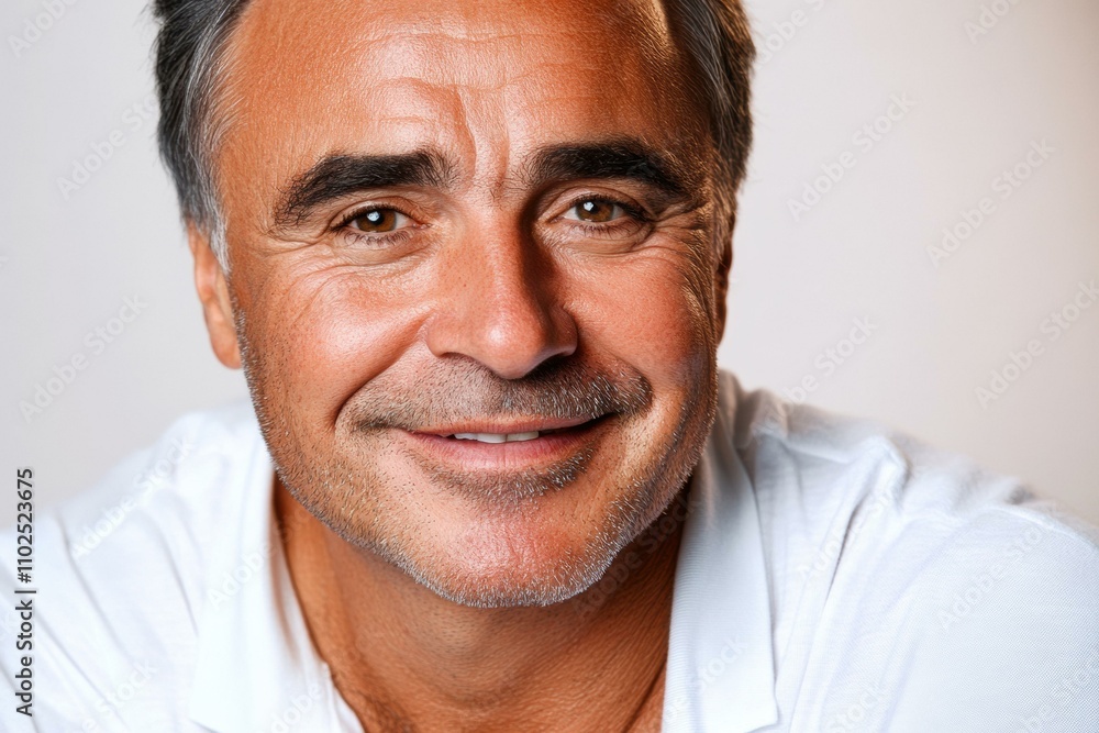 A man smiles gently. AI. A man smiles gently. AI.