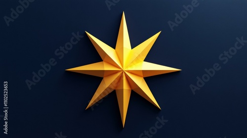 Golden star on a dark background. AI.