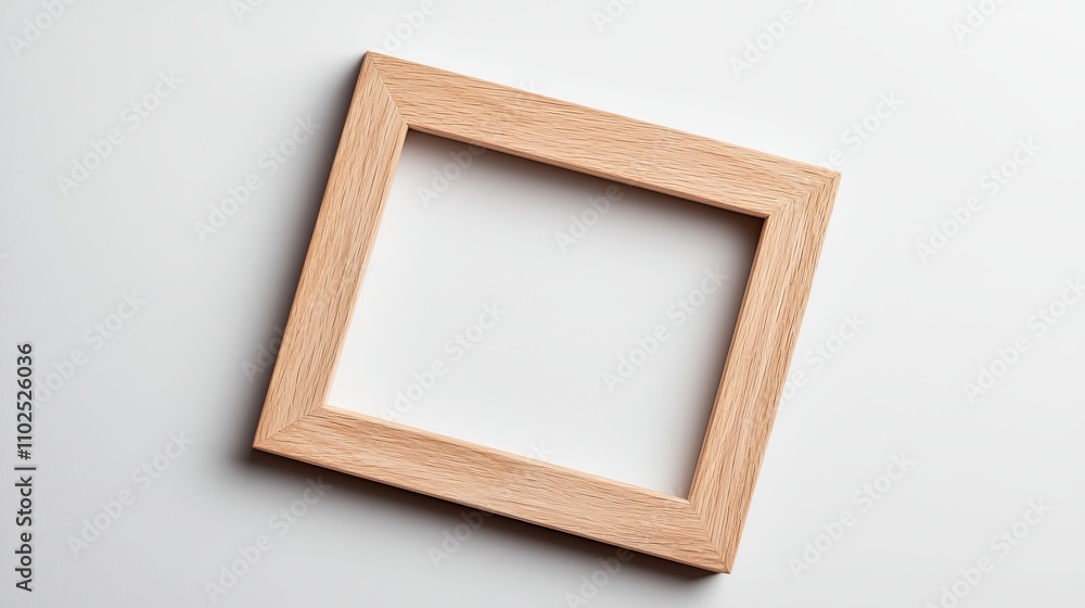 Fototapeta premium Elegant wooden window frame with a natural grain pattern, symmetrical and clean design, isolated on a bright white background, crisp and detailed edges