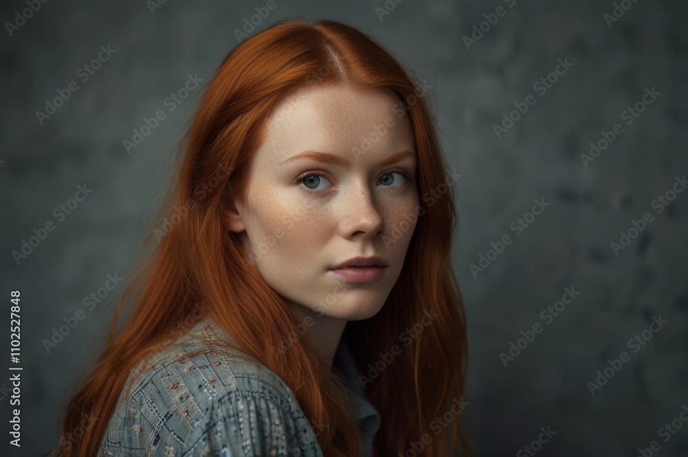 young redhaired scandinavian woman, close-up portrait young redhaired scandinavian woman, close-up portrait