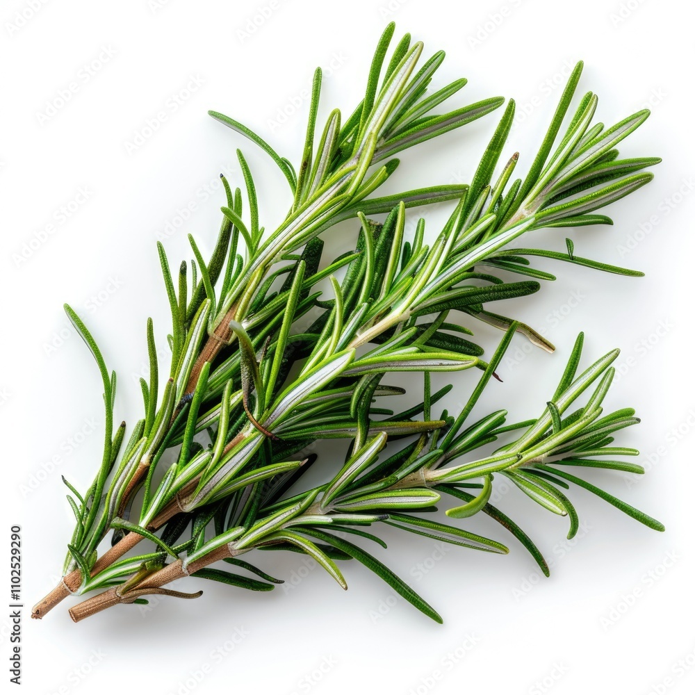 Fototapeta premium Rosemary herb leaves isolated on white background.