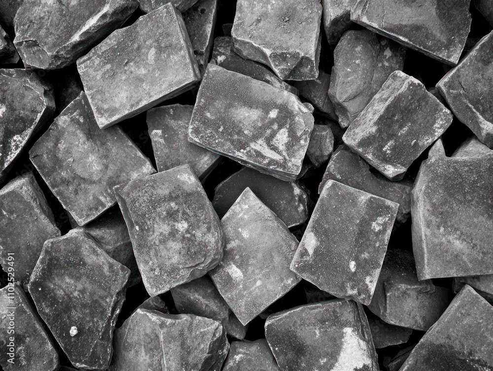 custom made wallpaper toronto digitalA close-up view of various rectangular gray stones or minerals piled together.