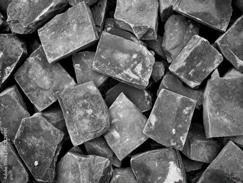 Wallpaper Mural A close-up view of various rectangular gray stones or minerals piled together. Torontodigital.ca