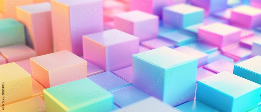 A colorful arrangement of 3D cubes creating a vibrant, abstract digital landscape. A colorful arrangement of 3D cubes creating a vibrant, abstract digital landscape.