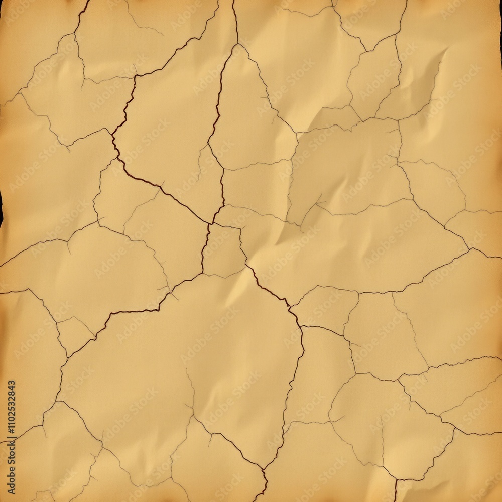 Obraz premium Distressed paper texture with cracks and creases, crackled paper, vellum