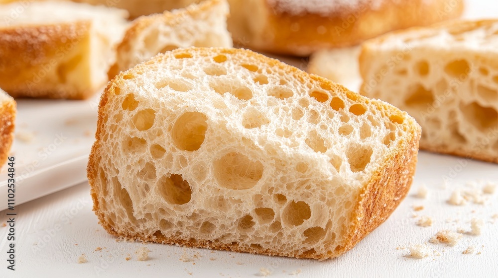 close-up of rustic bread, rough texture, crumb details, slightly angled shot, premium quality, isolated on white background close-up of rustic bread, rough texture, crumb details, slightly angled shot, premium quality, isolated on white background