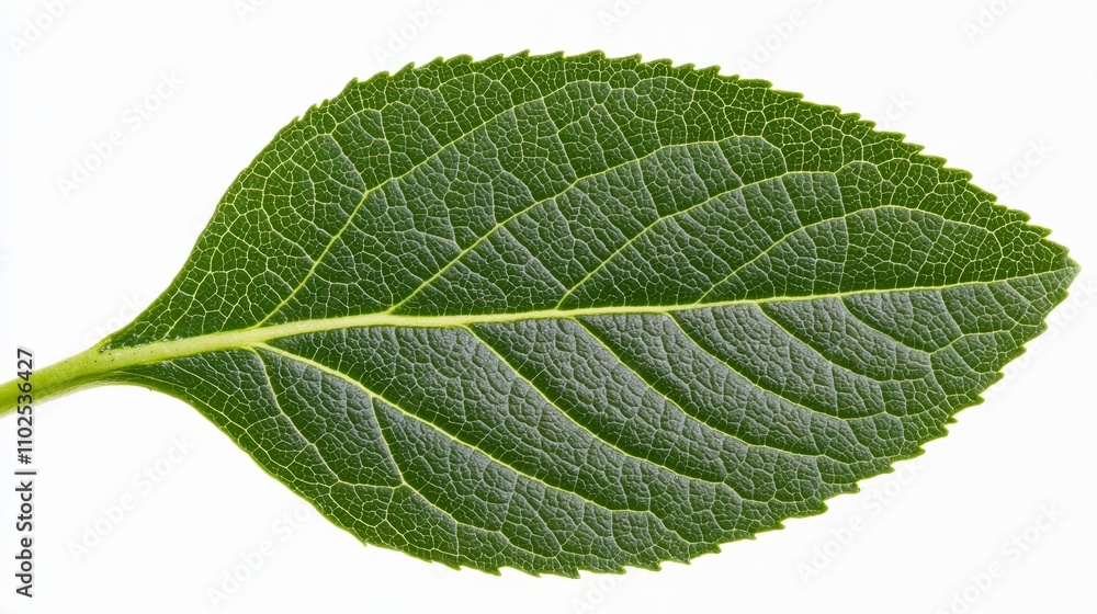 Tea plant stem close-up, intricate leaf vein detail, soft natural lighting, dynamic perspective, isolated on white background Tea plant stem close-up, intricate leaf vein detail, soft natural lighting, dynamic perspective, isolated on white background