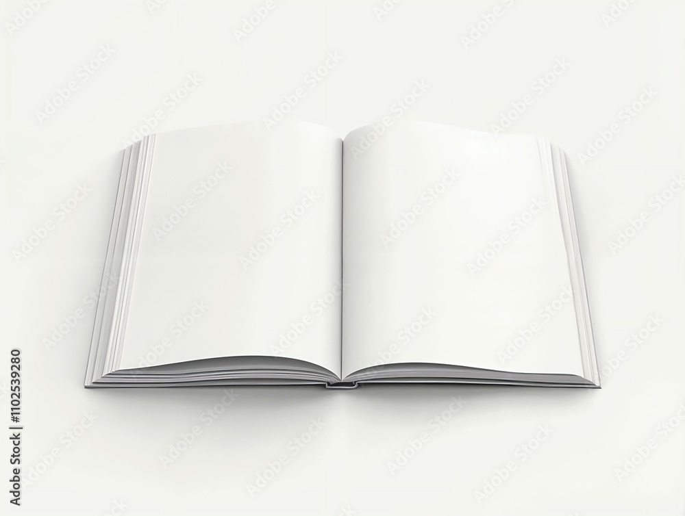 An open book with unmarked pages is centered against a white background, emphasizing simplicity and potential for creativity. An open book with unmarked pages is centered against a white background, emphasizing simplicity and potential for creativity.