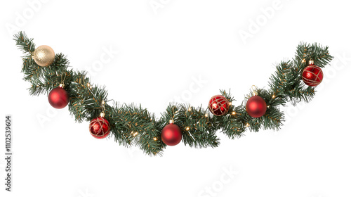 Christmas Garland with Baubles Isolated,png photo