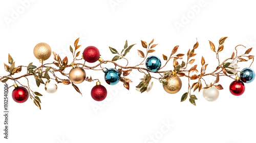 Christmas Garland with Baubles Isolated,png photo