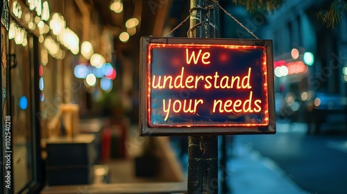 'We understand your needs' sign. photo