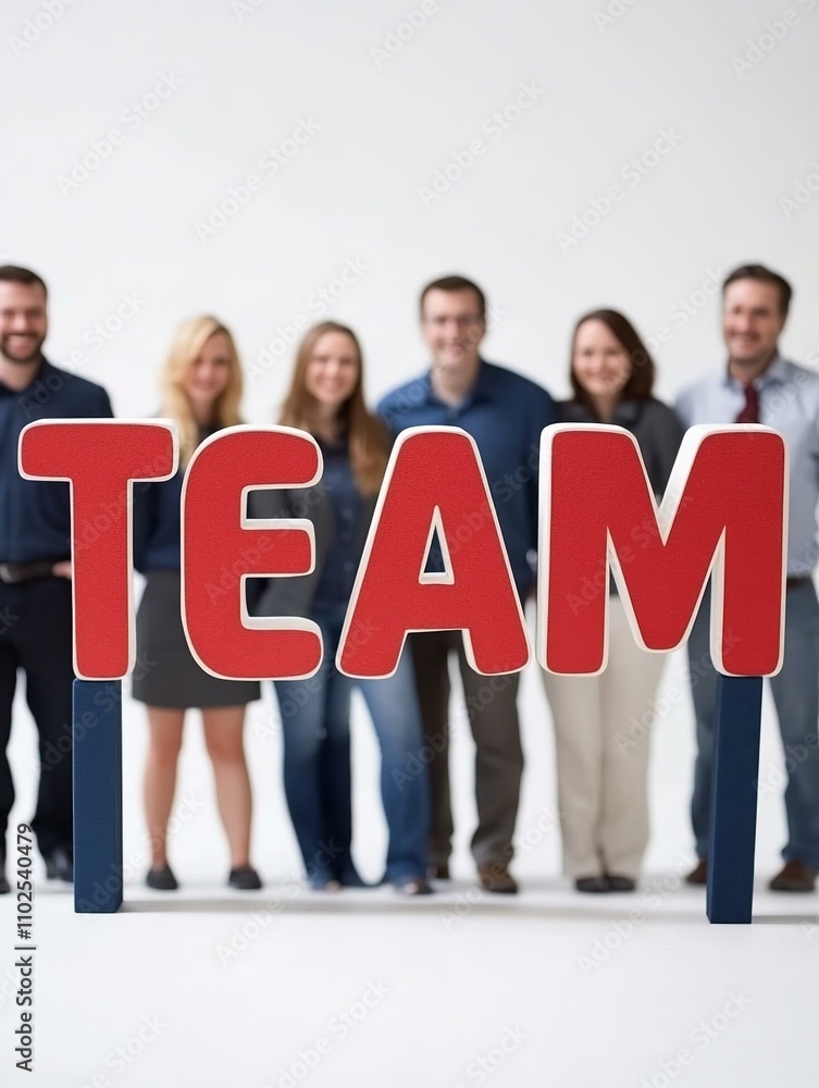 3D word 'Team' with business people on the background 3D word 'Team' with business people on the background