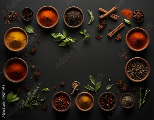 Wallpaper Mural Flat Lay of Spices and Herbs on a White Background Torontodigital.ca