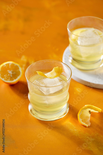 Limoncello on a Yellow Background
