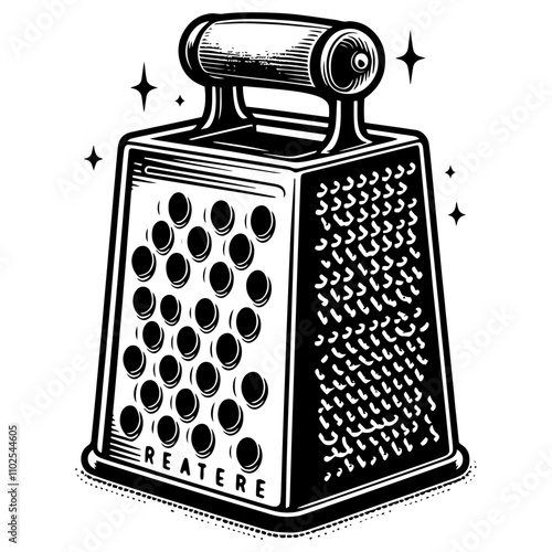 Grater hand drawn kitchen and cooking illustration. Vector on white background, generative ai.