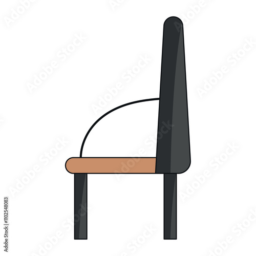 Side chair with black backrest and wooden seat, Vector