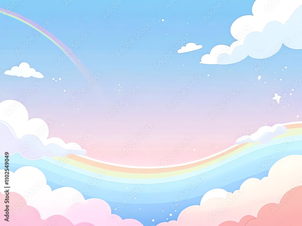 Pastel Sky Dreamland: A Whimsical Rainbow and Cloud Background Pastel Sky Dreamland: A Whimsical Rainbow and Cloud Background