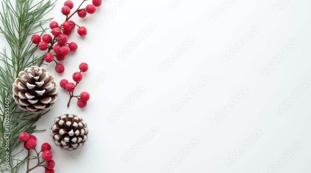 Simple Christmas arrangement with pinecones and red berries Simple Christmas arrangement with pinecones and red berries