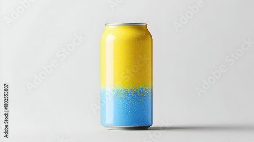 Wallpaper Mural Yellow and Blue Gradient Aluminum Can Mockup, Beverage Packaging Design,  Summer Refreshment Drink Illustration Torontodigital.ca