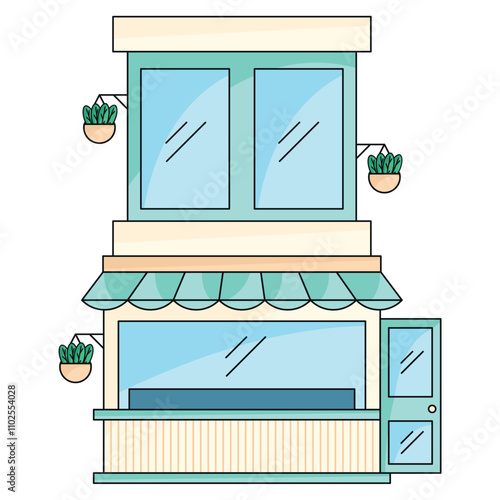 Wallpaper Mural Modern shop with hanging plants and large windows, Vector Torontodigital.ca