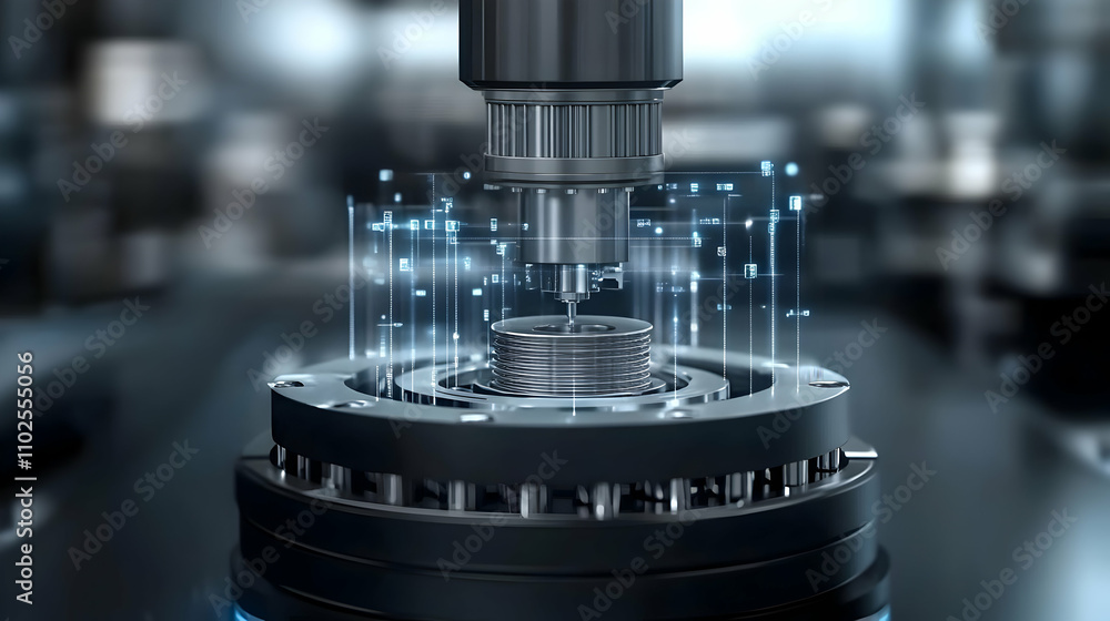 Precise Industrial Machine, Automated Manufacturing Process with Digital Overlay Precise Industrial Machine, Automated Manufacturing Process with Digital Overlay
