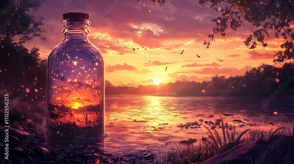 Mystical Sunset Over Glass Waters Mystical Sunset Over Glass Waters