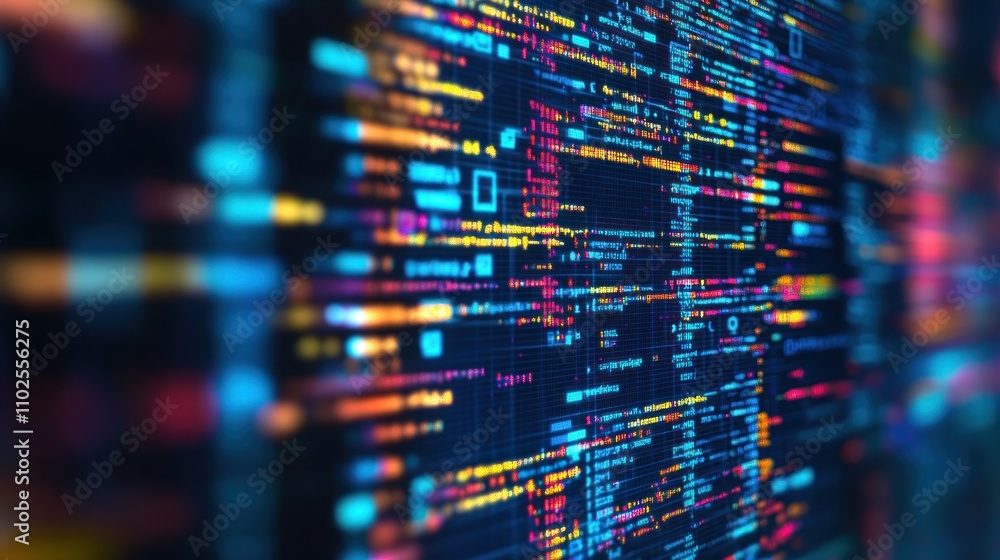 Abstract digital data visualization with colorful lines and patterns. Abstract digital data visualization with colorful lines and patterns.