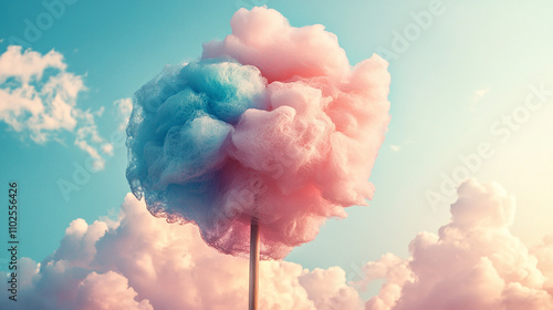 Candy floss bursting into clouds photo