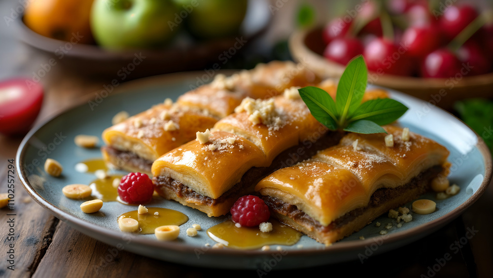 Delicious Baklava with Nuts and Honey Delicious Baklava with Nuts and Honey