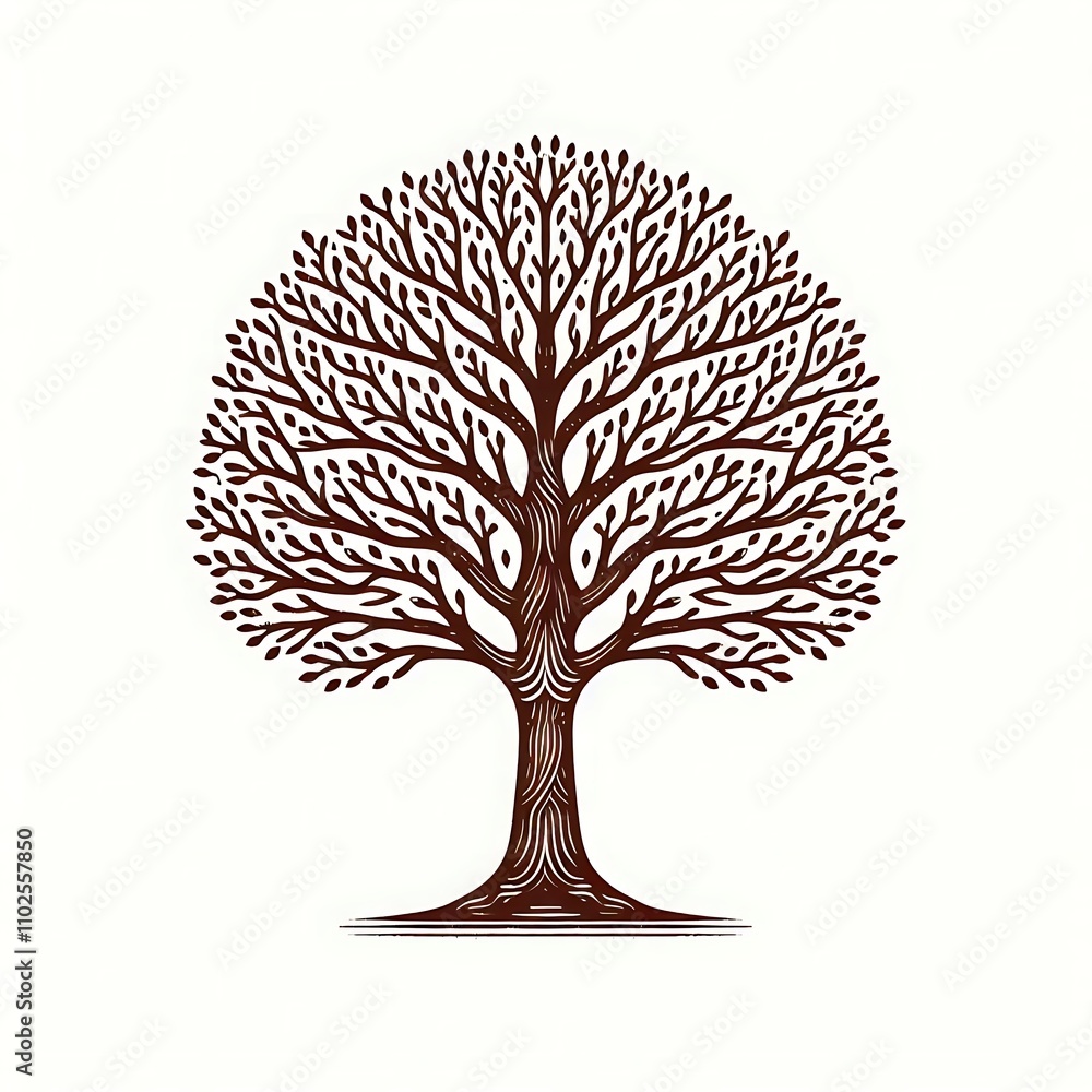 Fototapeta premium Stylized tree illustration with intricate branches.