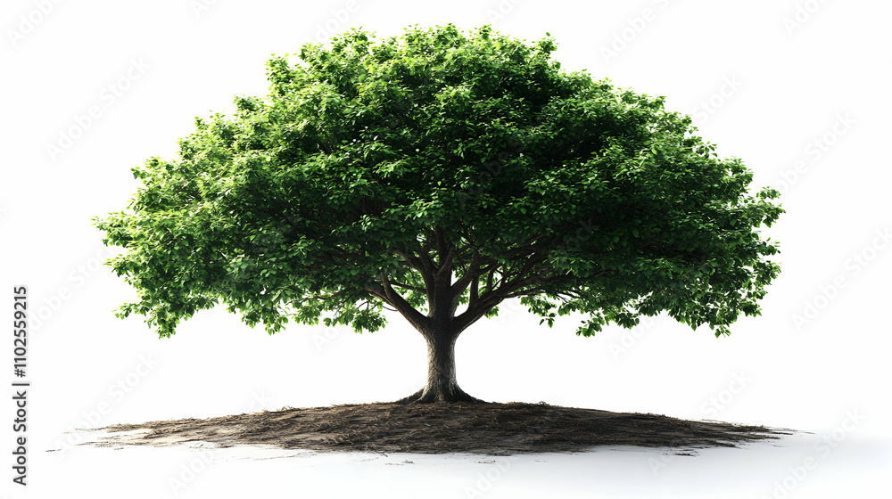 3D Render of Lush Green Deciduous Tree Isolated on White Background, Illustrative Nature Image 3D Render of Lush Green Deciduous Tree Isolated on White Background, Illustrative Nature Image