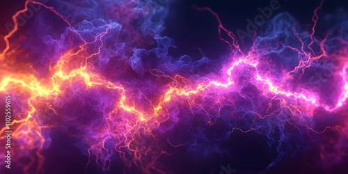 Vivid Lightning Bolt Art Vibrant Energy Pulse Electric Shock Abstract Colorful Lighting Strike Dynamic Electric Surge