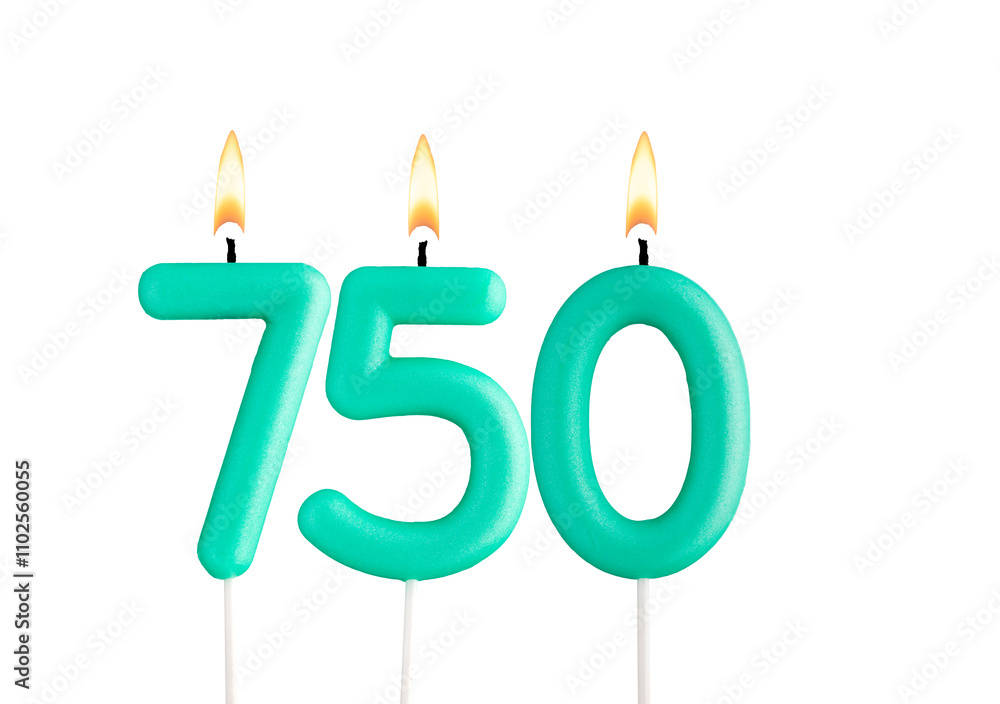Candles forming the number 750 Candles forming the number 750