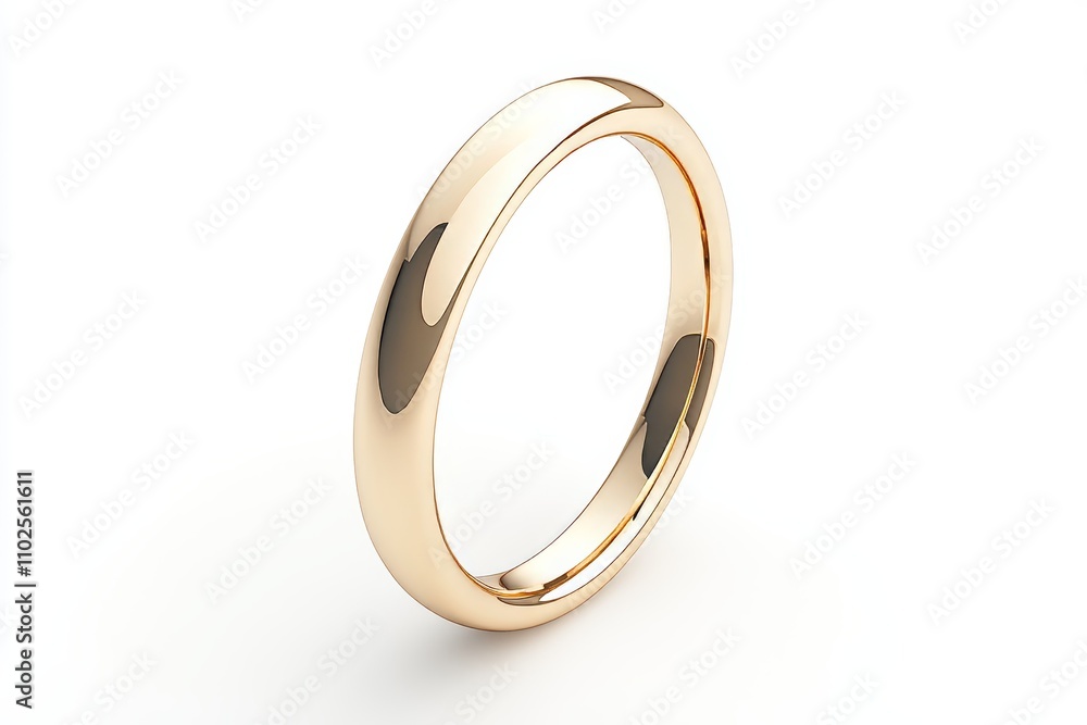 A gold banded ring with a shiny surface A gold banded ring with a shiny surface