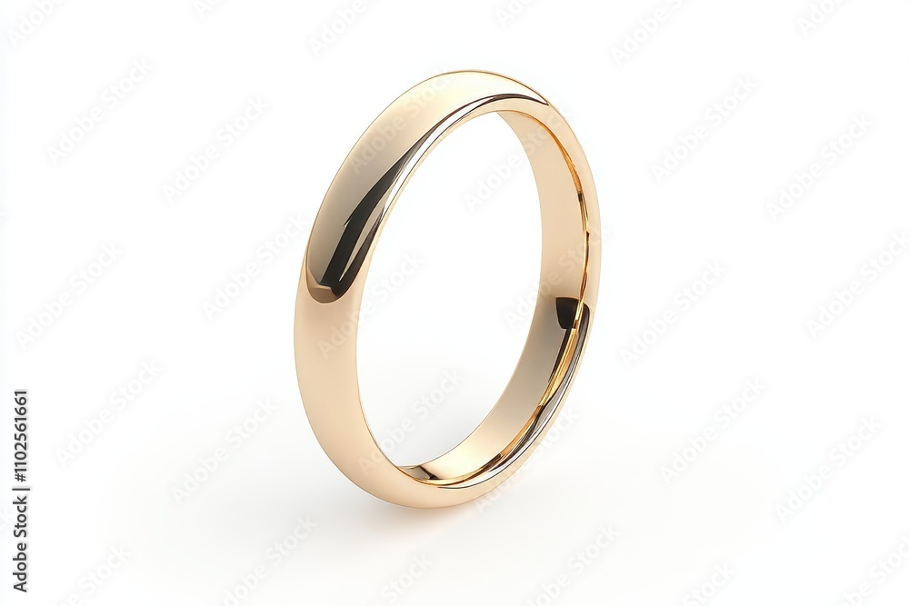 A gold wedding band with a shiny surface A gold wedding band with a shiny surface