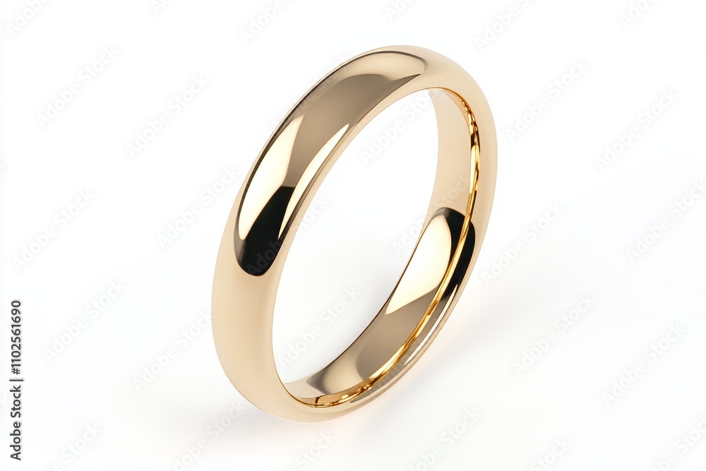 A gold wedding band with a shiny surface A gold wedding band with a shiny surface