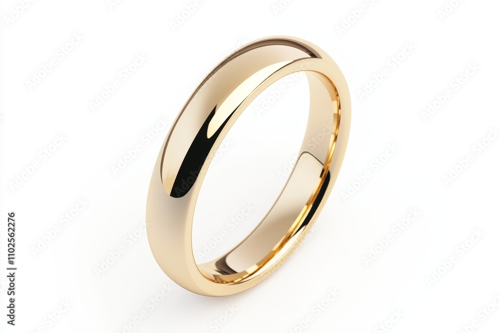 A gold wedding band with a shiny surface A gold wedding band with a shiny surface