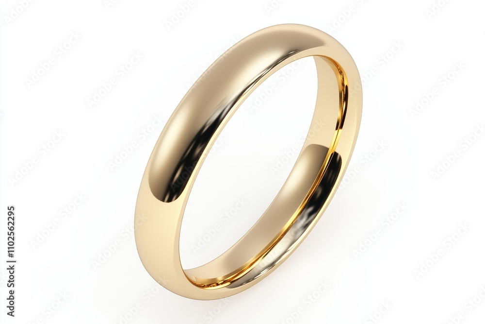 A gold banded ring with a shiny surface A gold banded ring with a shiny surface