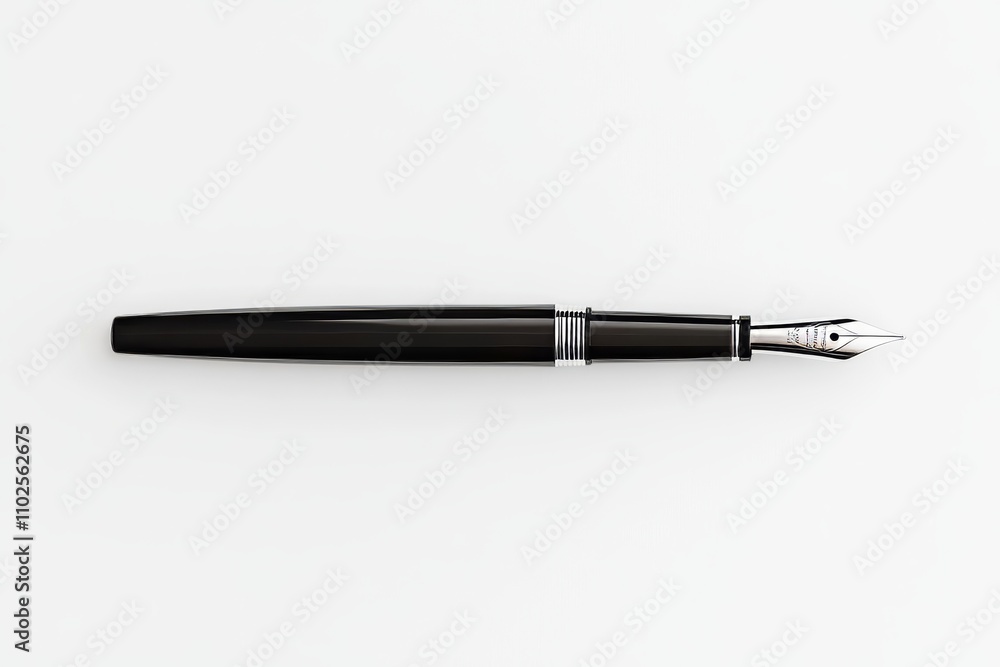 A black pen with a silver clip A black pen with a silver clip