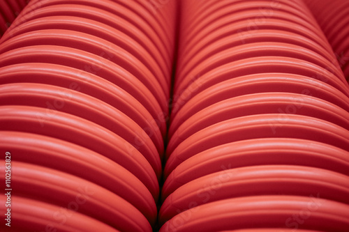 Bild auf Leinwand abstract background with striped tube corrugated orange red white