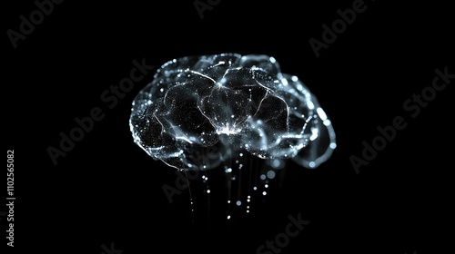 Abstract Glowing Brain Illustration with Particles and Connections