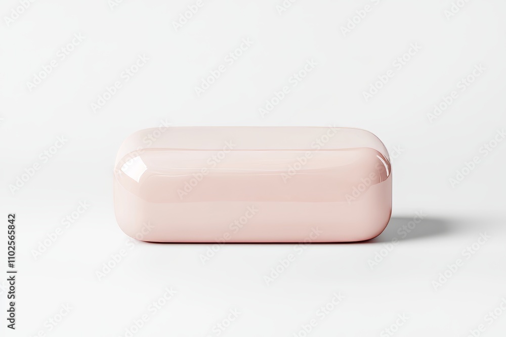A pink object is sitting on a white background, the perfect form of soap A pink object is sitting on a white background, the perfect form of soap