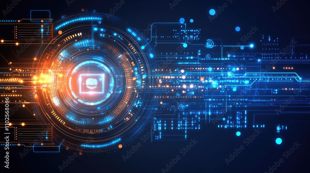 Futuristic Abstract Technology Background with Circuit Patterns and Glow Futuristic Abstract Technology Background with Circuit Patterns and Glow
