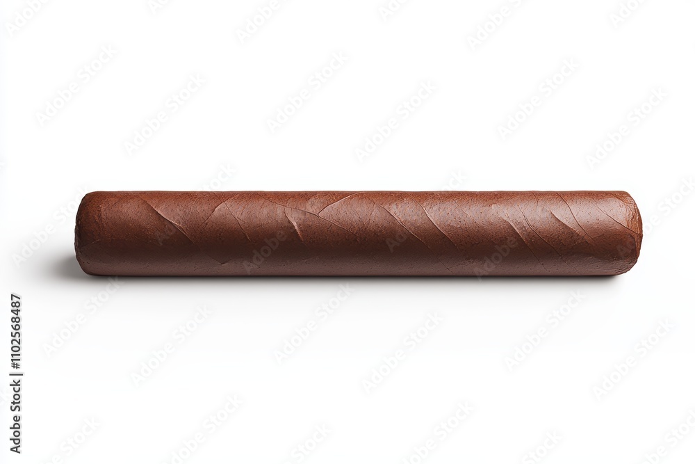 A long brown cigar is shown on a white background A long brown cigar is shown on a white background