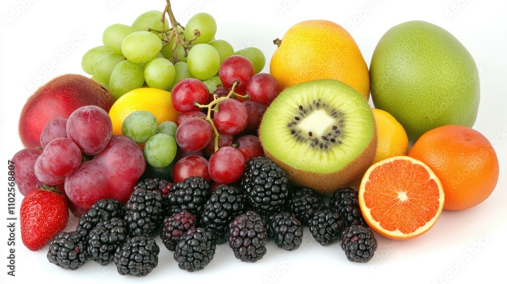 Assorted Fresh Fruits on White Background for Healthy Lifestyle Assorted Fresh Fruits on White Background for Healthy Lifestyle