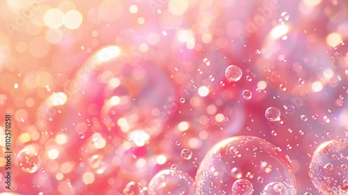 Abstract pink bubbles and bokeh lights background.