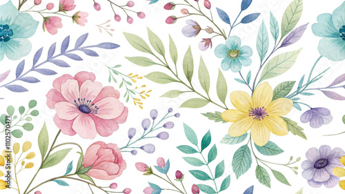 Wallpaper Mural Pastel Floral Seamless Pattern, floral, pastel, seamless, botanical, decorative Torontodigital.ca