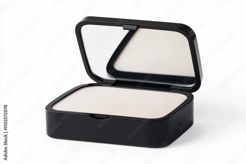 A small box of makeup with a mirror on the lid A small box of makeup with a mirror on the lid