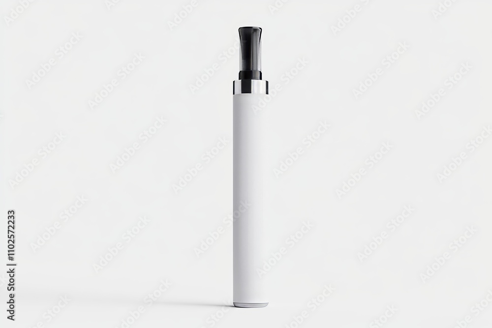 A white vaporizer is sitting on a white background, electronic cigarette mockup A white vaporizer is sitting on a white background, electronic cigarette mockup
